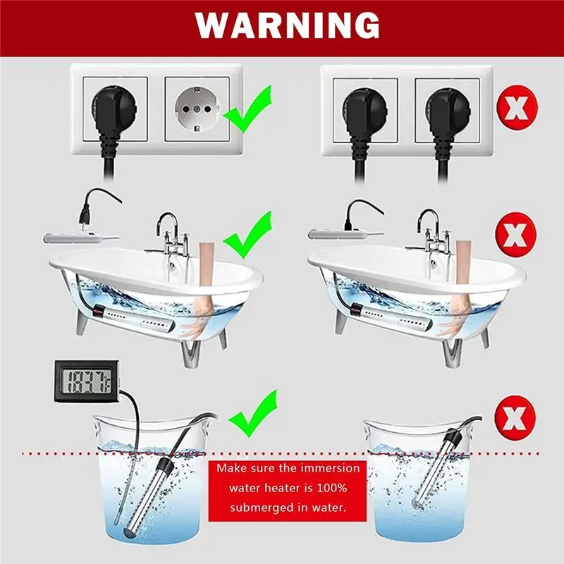 A38T-Immersion Water Heater, Electric Bucket Heater With Timer Auto Shut Off Hot Tub Heater For Home Winter