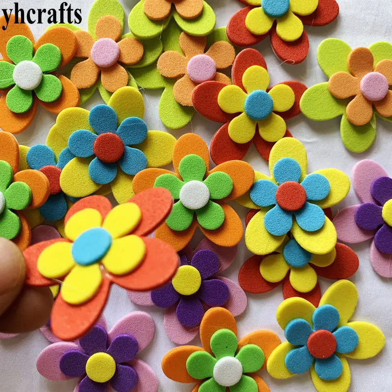 1bag New 3D flower foam stickers Kindergarten Kids room Class decoration Spring arts crafts kit DIY toys OEM Wholesale