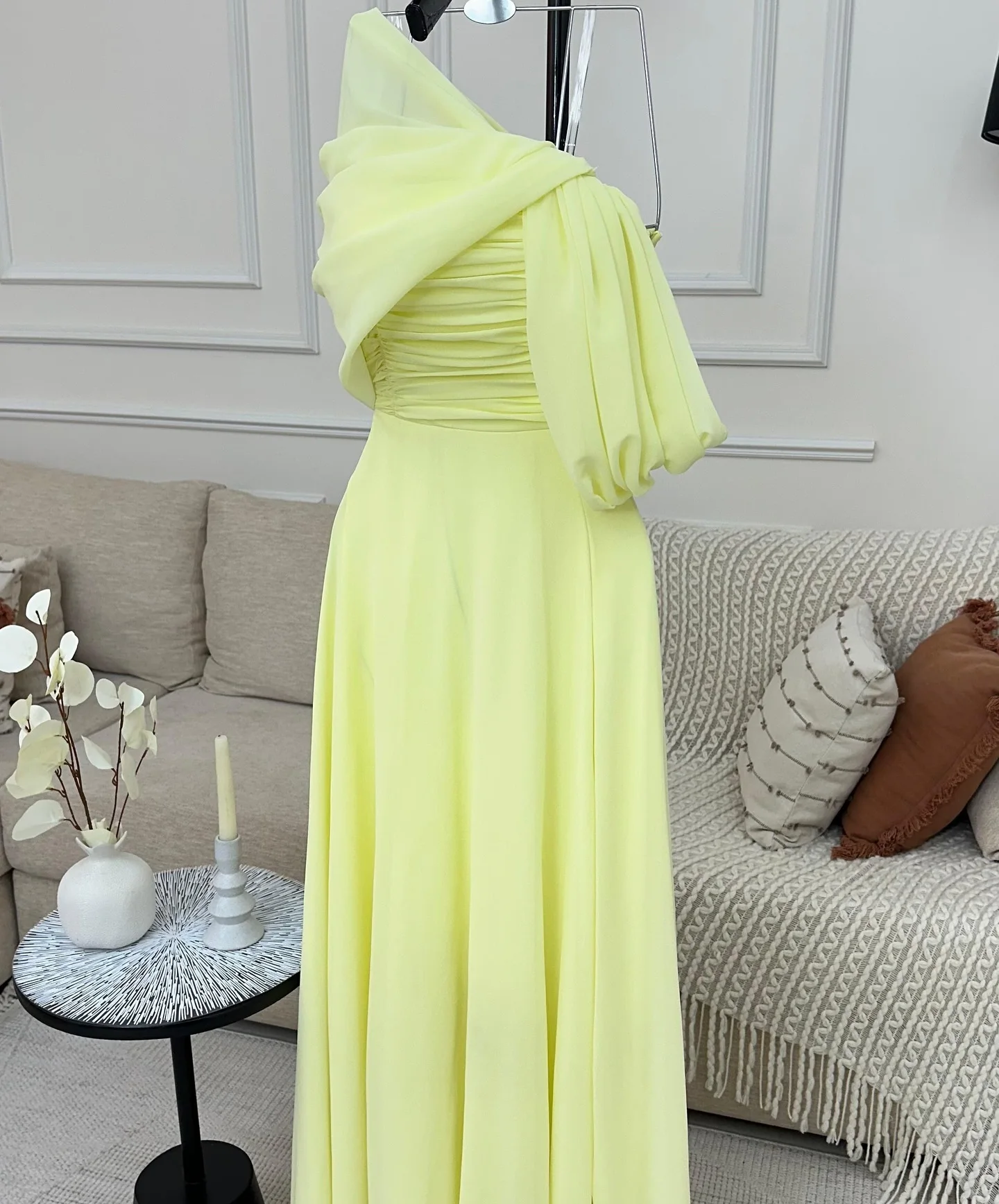 Aenyrst Saudi Elegant Yellow Prom Gown Women Pleated Chiffon Party Evening Dress Floor Length Special Occasion Gowns customized