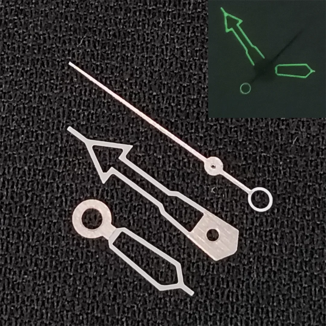 NH35 Watch Hands White Skeleton Hands Green Luminous Watch Needle Watch Replacement Parts Tool for NH35 / NH36 Movement