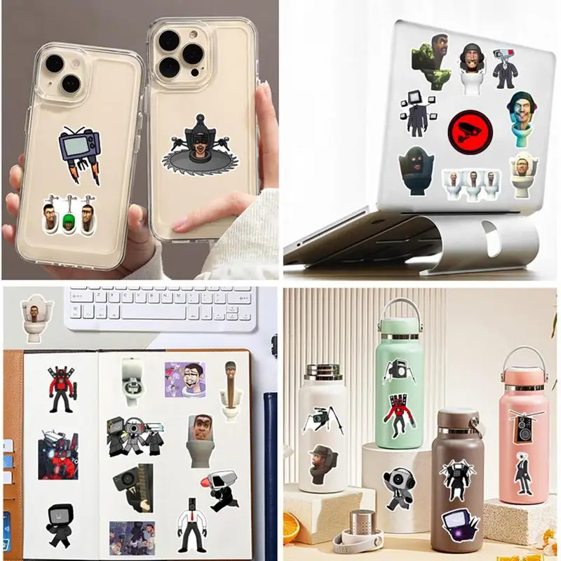 50PCS Skibidi Toilet Funny Game Stickers Simple Decals Decoration DIY Phone Notebook Suitcase Laptop Cartoon Sticker Gift