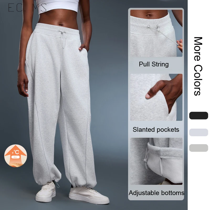 

Женские спортивные брюки с карманами, регулируемые резиновые манжеты с рисунком, флисовые хлопковые брюки на осень-зиму, повседневные брюки для бега и тренировок для отдыха