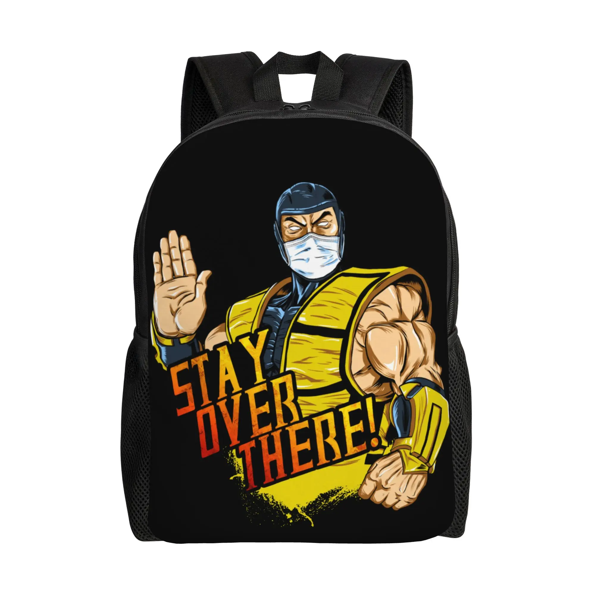 

Stay over There Social Distancing Teenage Backpack Outdoor Student Mortal KombatGame Daypack for Men Women Laptop Canvas Bags