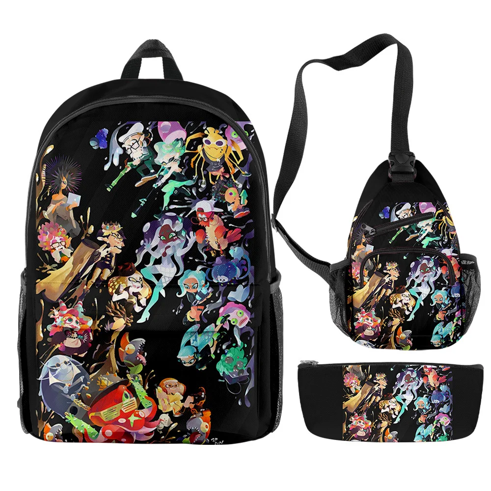 

Luxury Novelty Cool Splatoon 3 3D Printed 3pcs/Set pupil School Bags Travel Laptop Backpack Chest Bag Pencil Case