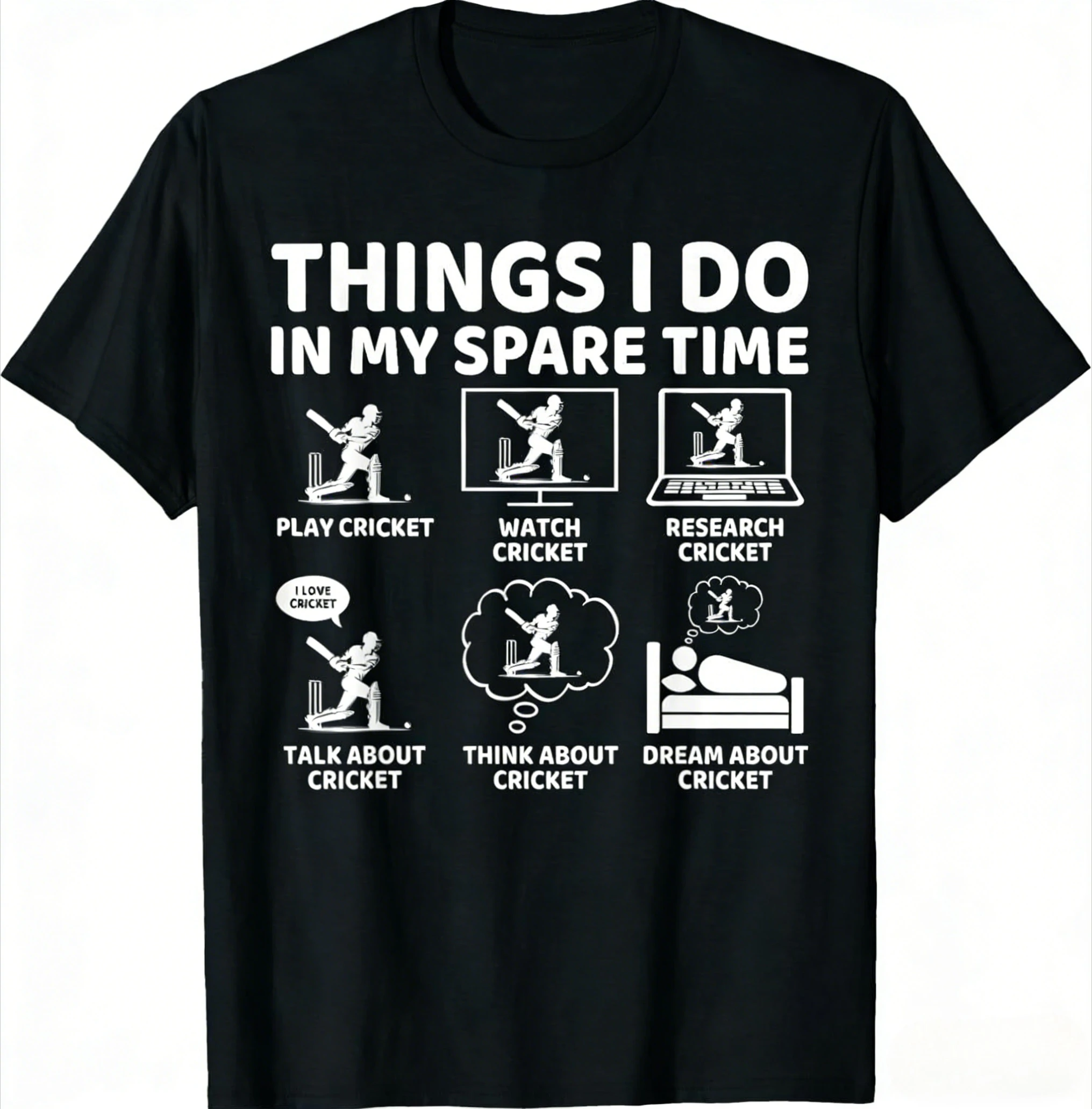 Things I Do in My Spare Time Funny Cricket Lover and Player T-Shirt Short Sleeve Tee Clothes Men and Women 2026 New Summer