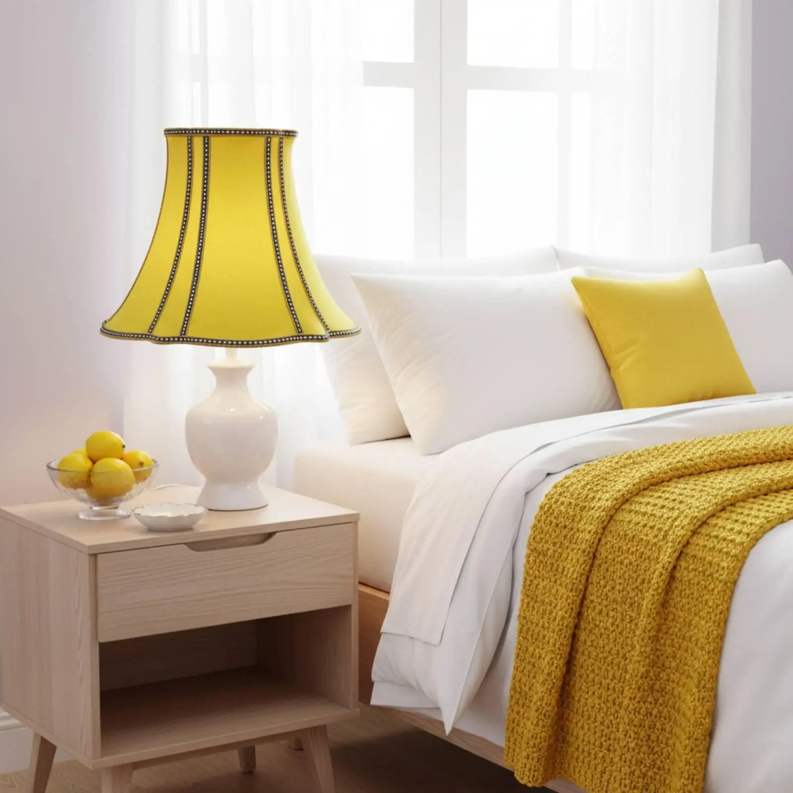 Yellow Velvet Lamp Shade Artistic Contour Modern Replacement Lampshade for Floor Table Lamp Living Room