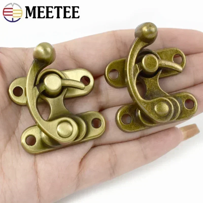 Meetee 1-5Pcs 45X37mm Metal Handbag PadLock Hasp Clasp Retro Gift Box Casting Lock Buckle DIY Luggage Replacement Accessories