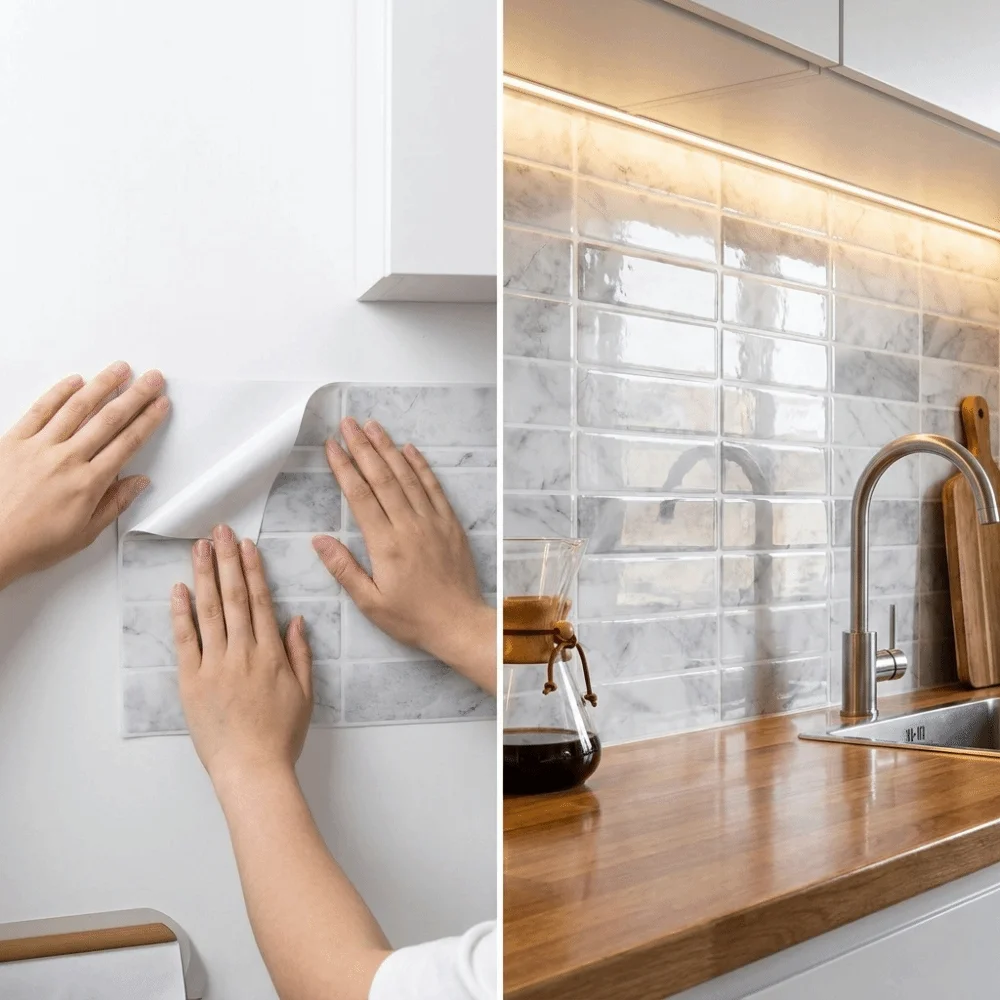 Strong Adhesive 3D Tile Stickers Drip Glue Material Three-Dimensional Layered DIY Backsplash Tiles Classic Neutral Styles