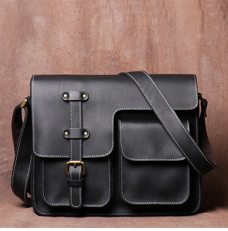 LUOKIR Echte Hohe Qualität Crazy Horse Rindsleder Schulter Umhängetasche Männer Leder Deluxe Sling Messenger Tasche Für 12,9 Zoll IPad – Detail 7