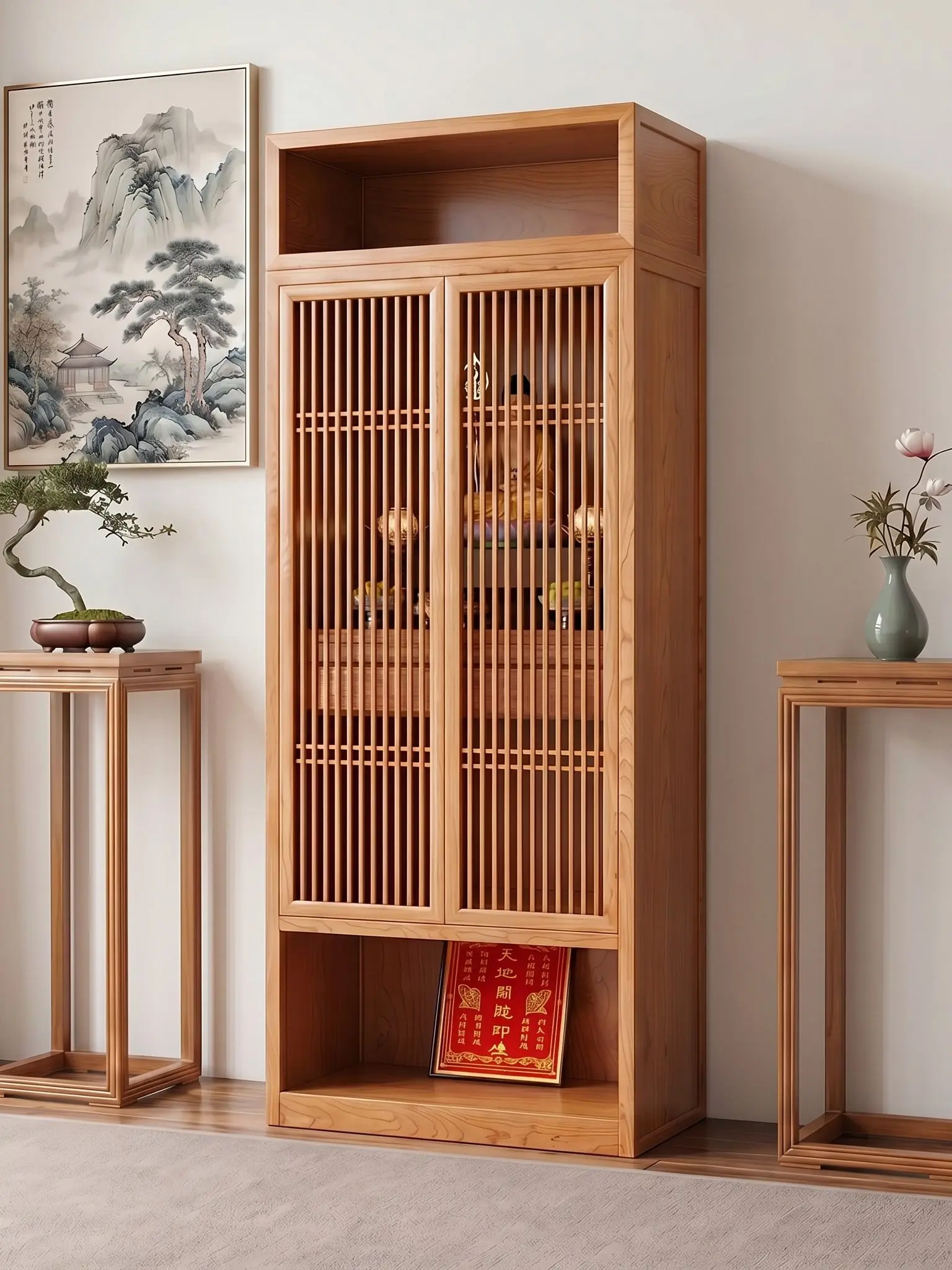 YJQ solid wood shrine cabinet Guanyin Bodhisattva God of Wealth Guan Gong Buddhist Hall offering platform