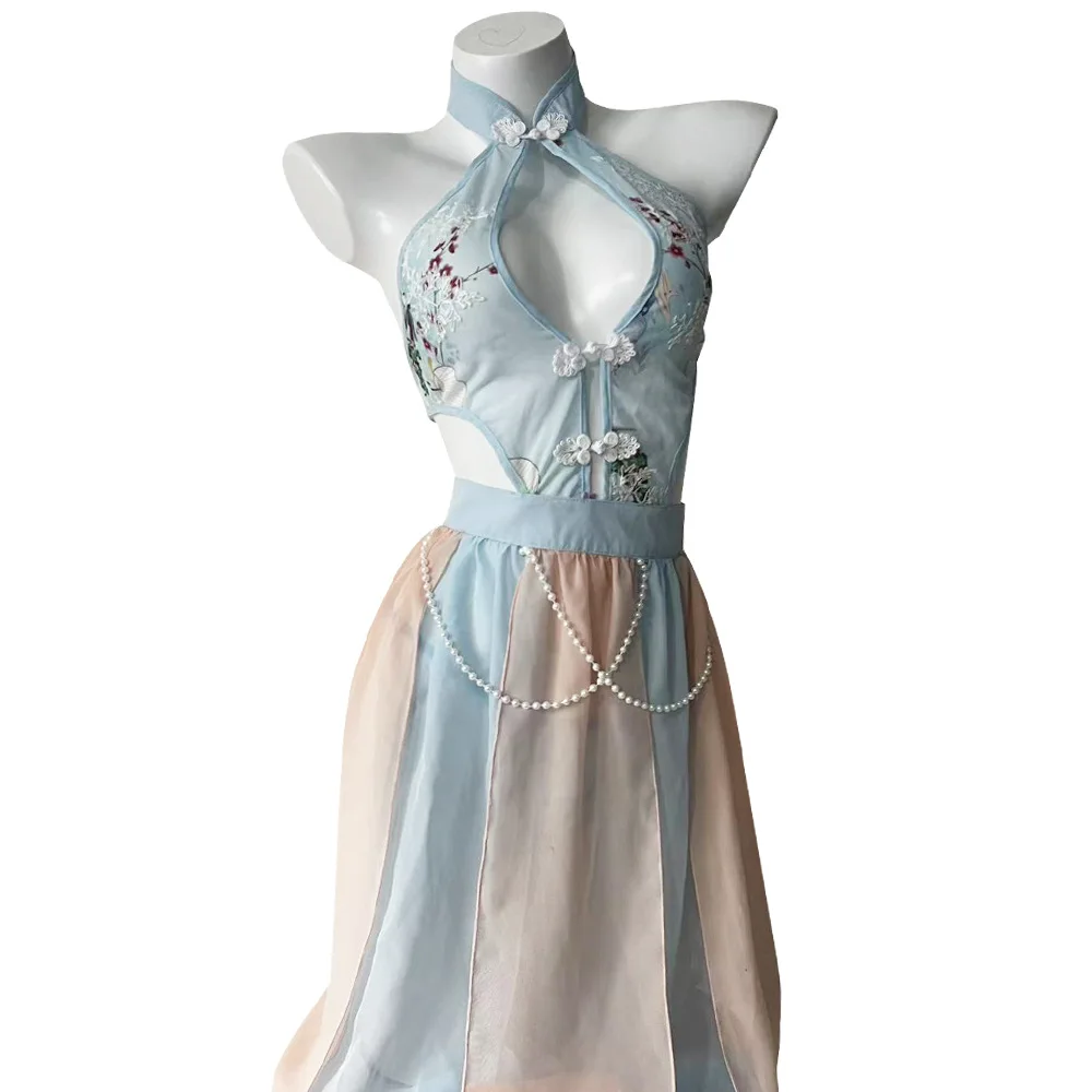 Women Lingerie Exotic Sets Nightwear Republic of China Ancient Hanfu Chinese Cheongsam Skirt Dress Cosplay Role Play Uniform