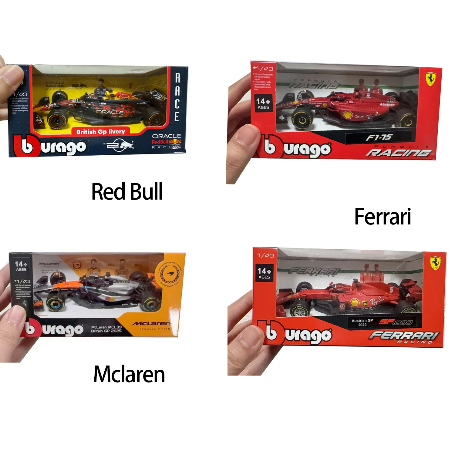 Bburago 1:43 Mclaren Formula one Car Die Cast Vehicles Collectible Model Racing Toys Ferrari  F1 model Red Bull Racing