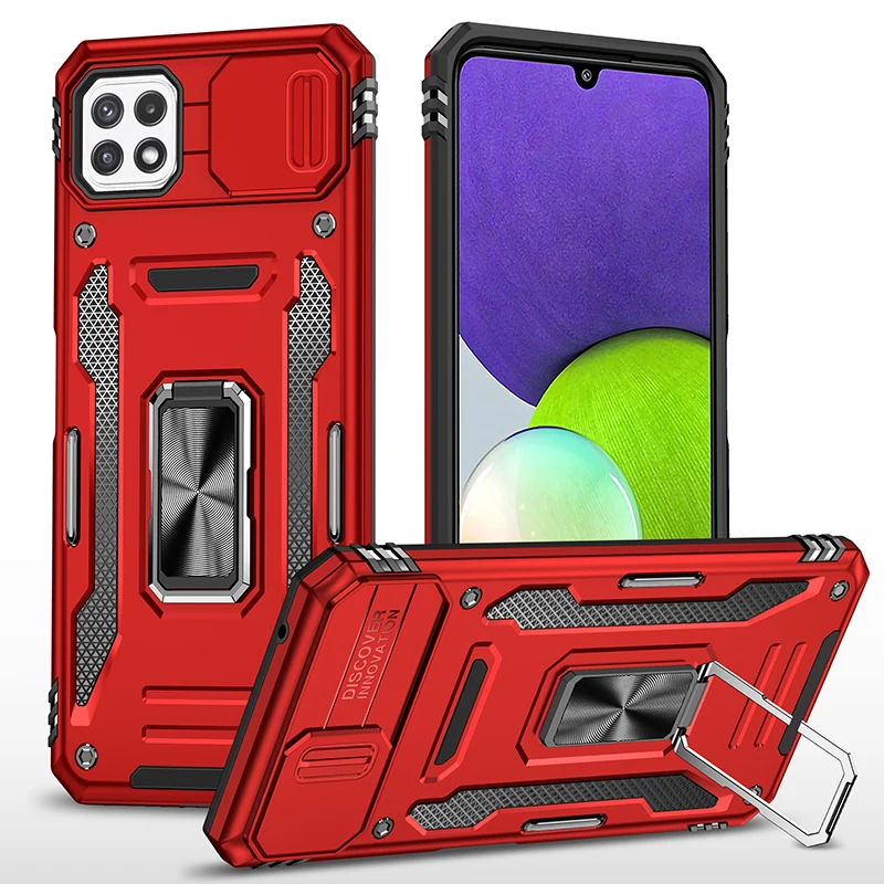 

Luxury Armor Phone Case For Samsung Galaxy A22 5G SM-A226B A22 4G SM-A225F Full Protective Cover With Metal Magnetic Ring Holder