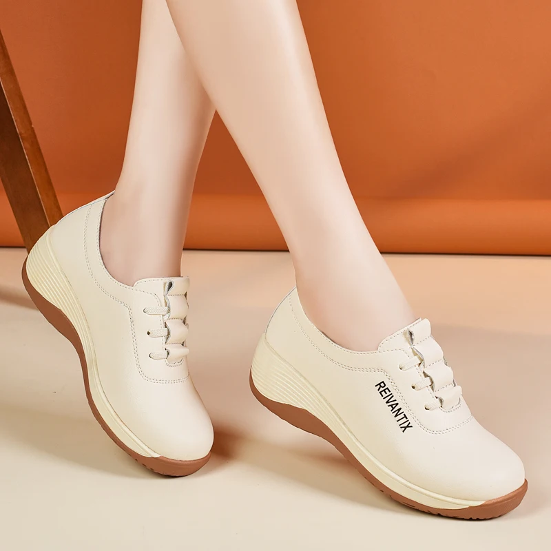 

Women's Platform Wedge Walking Shoes, Elastic Lace-Up Casual Sneakers, Comfortable Non-Slip Rocker Sole Shoes for Daily Wear