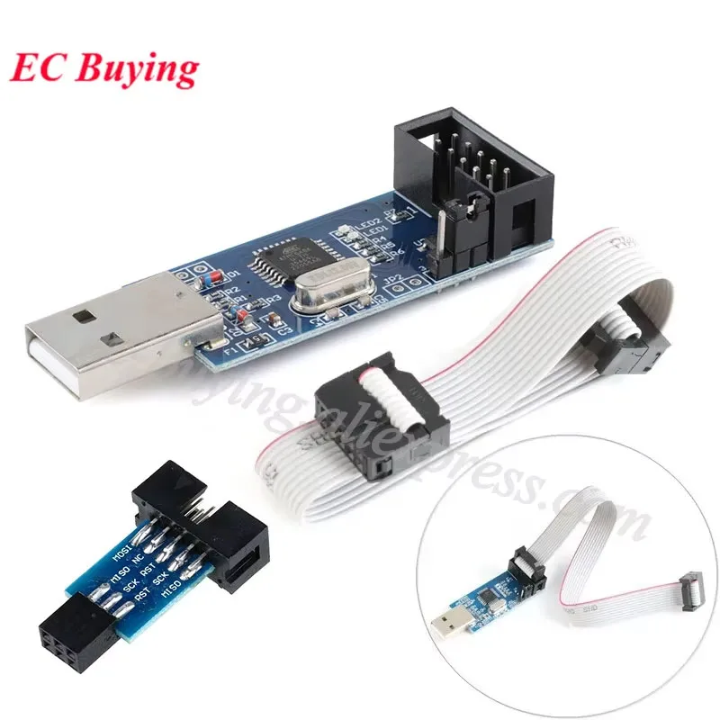 USBASP USBISP AVR Programmer USB ISP USB ASP ATMEGA8 ATMEGA128 Support Win7 Win8 Win8.1 32K/64K 10Pin To 6 Pin Adapter Board