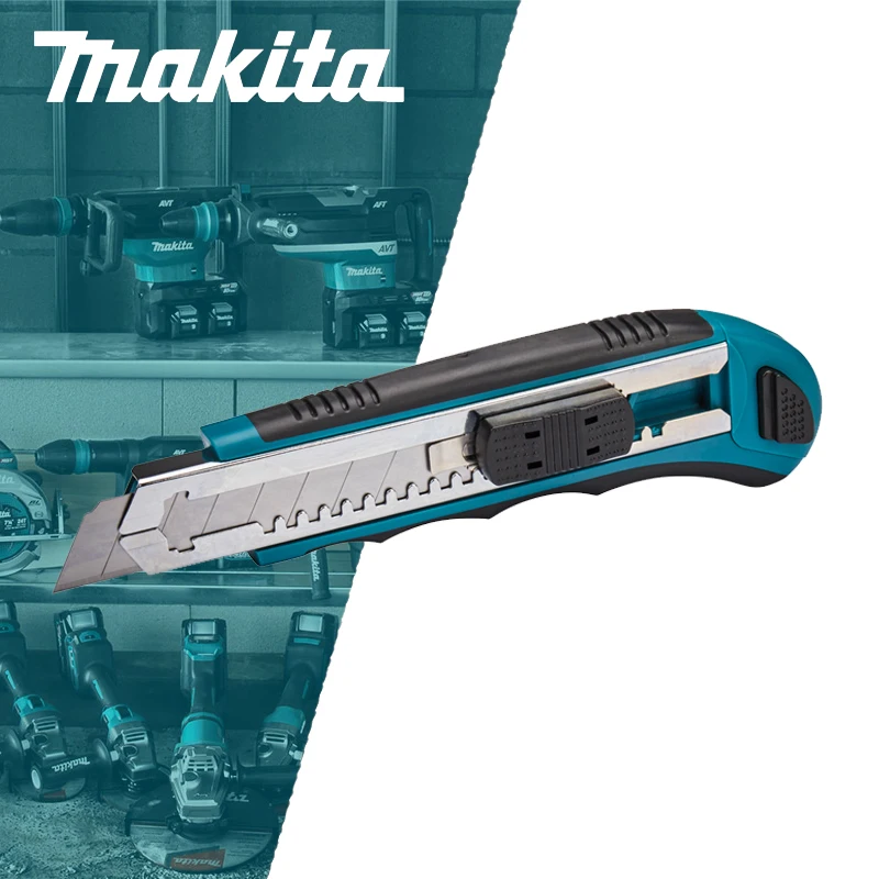 Makita ‎Utility Knife Snap-Off Easy Loading Total 8 Blades Retractable Extra Blades Comfortable Rubber Handle Knife ‎D-65713