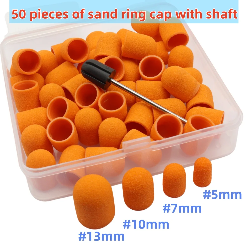 50-teiliges Nagelbohrer-Schleifkappen-Set mit Dorn – 4 Größen (5mm-13mm) für Maniküre, Pediküre, Hornhautentferner & Nagelpolierer – Detail 5