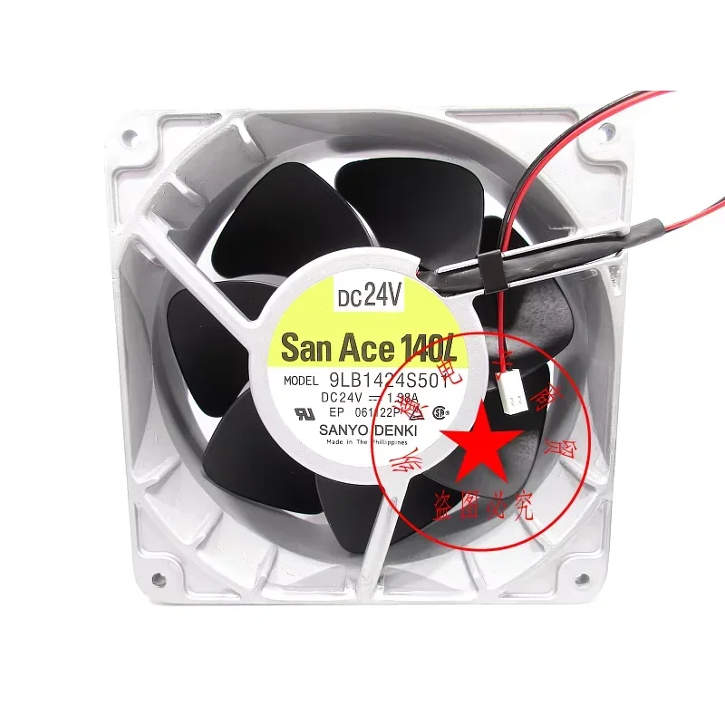 SANYO DENKI 9LB1424S501 DC 24V 1.38A 140x140x50mm 2-Wire Server Cooling Fan
