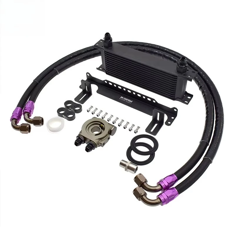 High quality Car Modification EA113 Oil Cooler Kit With 90 Degree Thermostatic Sandwich Plate Hose Kit for VW Audi 1.8T 2.0T