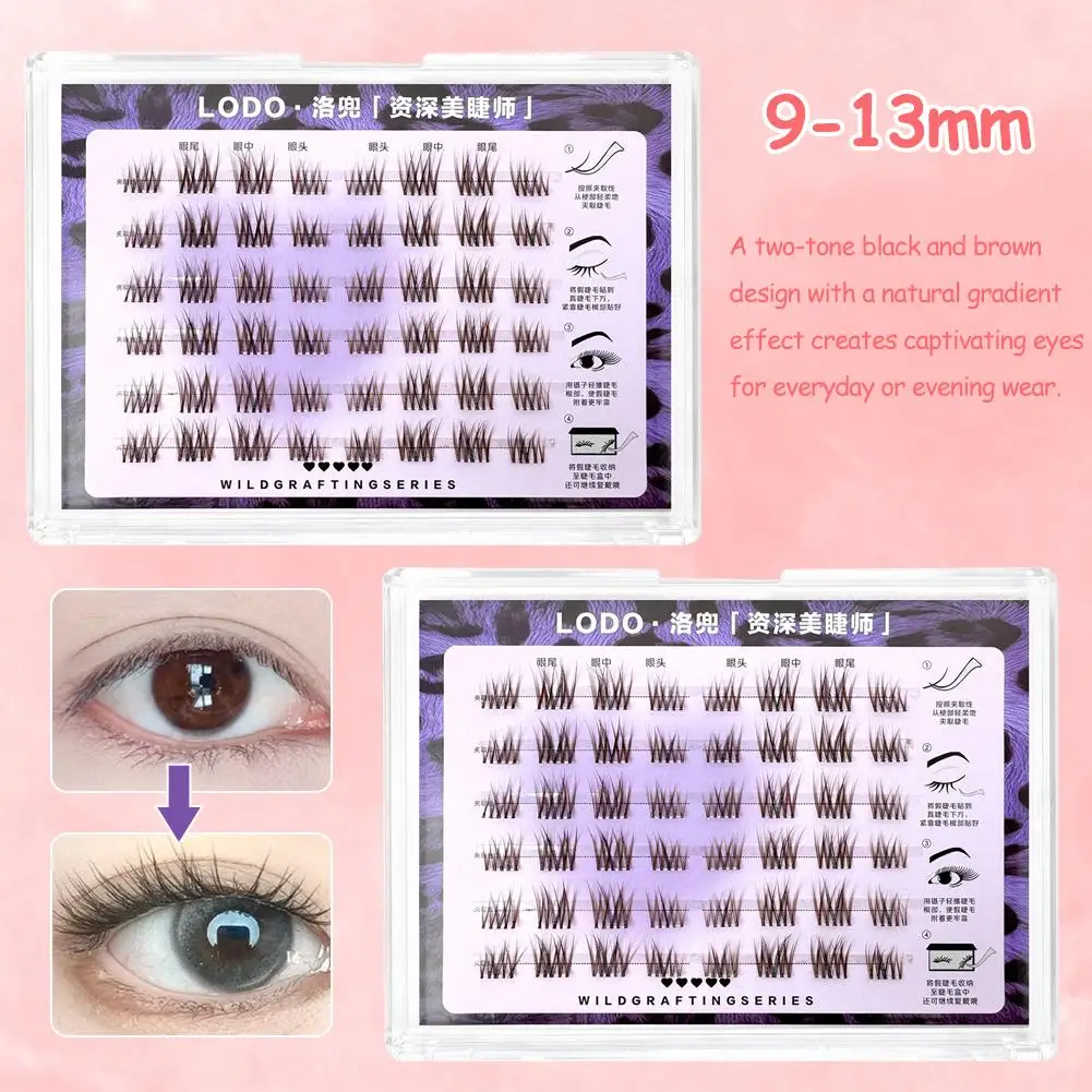 Braune Cluster-DIY-Wimpern, individuelles Volumen, falsche Cluster, braune Cluster, falsche schwarze Wimpern, farbiges Make-up und Wimpern A5F5