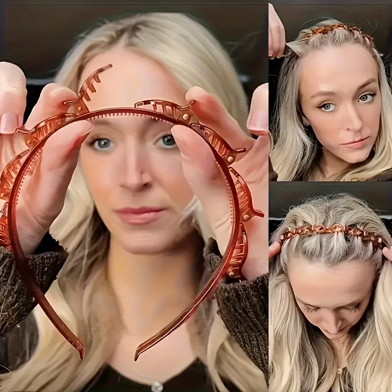 1/2 Pc. Braided Headband with Double Fringe Clips, Perfect for Securing Intricate Braided Hairstyles. image 2