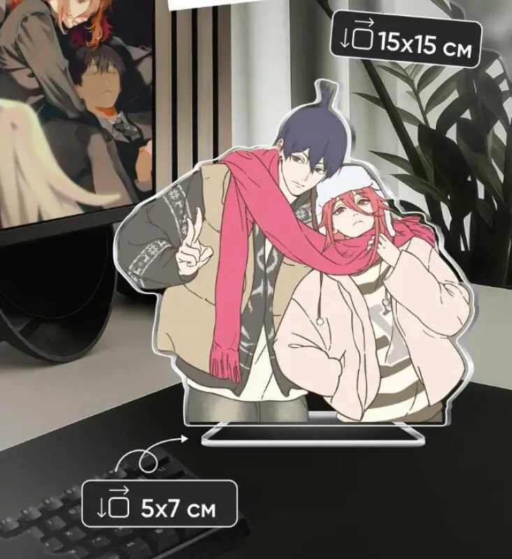 Acrylic Standee for Chainsaw Man Reze Aki Angel Devil Meowy Power Makima 15Cm Anime Standing Plates Acrylic Desktop Ornament