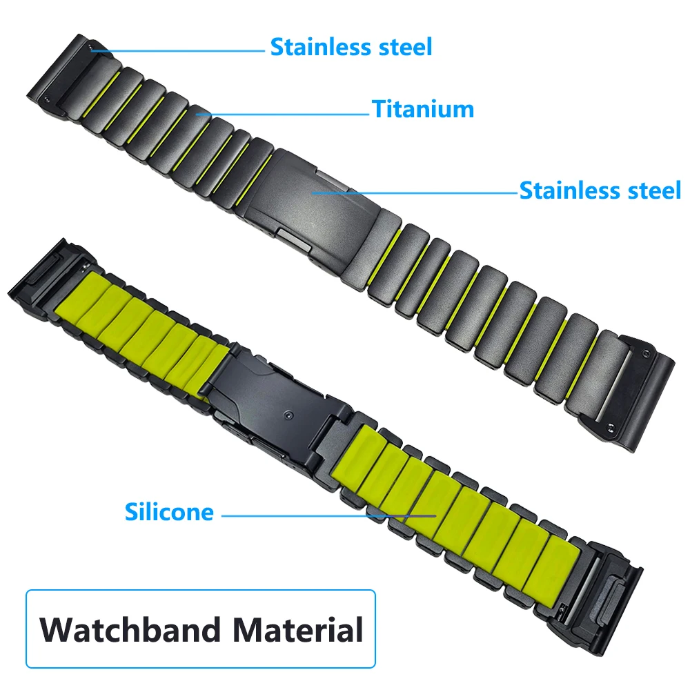26mm Quick Release Rubber + Titanium Alloy Strap for Garmin Fenix 8 Pro AMOLED 51mm  /  8 51mm  /  Enduro 3  /  Enduro 2 Watch B