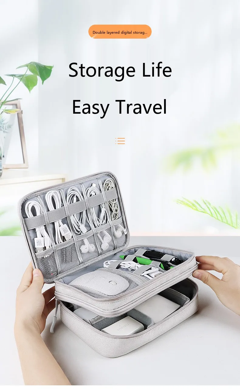 Aufbewahrungstasche für digitales Zubehör, große Kapazität, wasserdichte Organizer-Tasche für Kabel und Kopfhörer – Detail 1