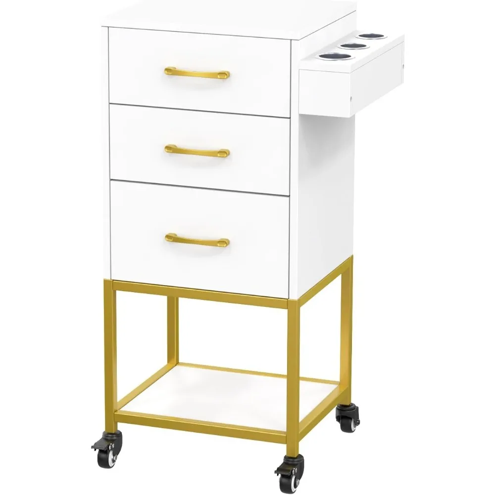 Beauty Salon Storage Trolley Cart, Salon Station for Stylist, Wooden Hair Cabinet Hairdressing Tools Organizer Equipment