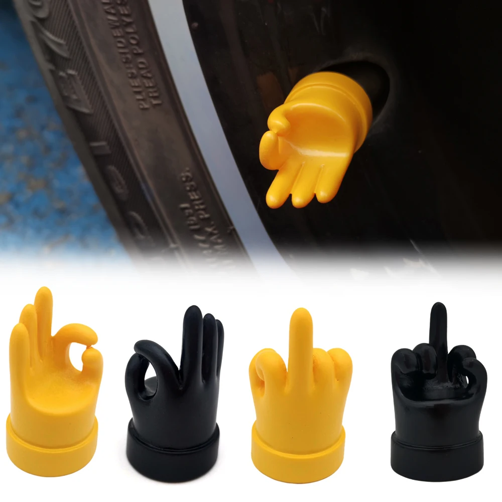 4Pcs/ lot Car Wheel Tire Air Valve Caps OK Middle Finger Shape Auto Truck Tire Rim Stem Dust Air Cover