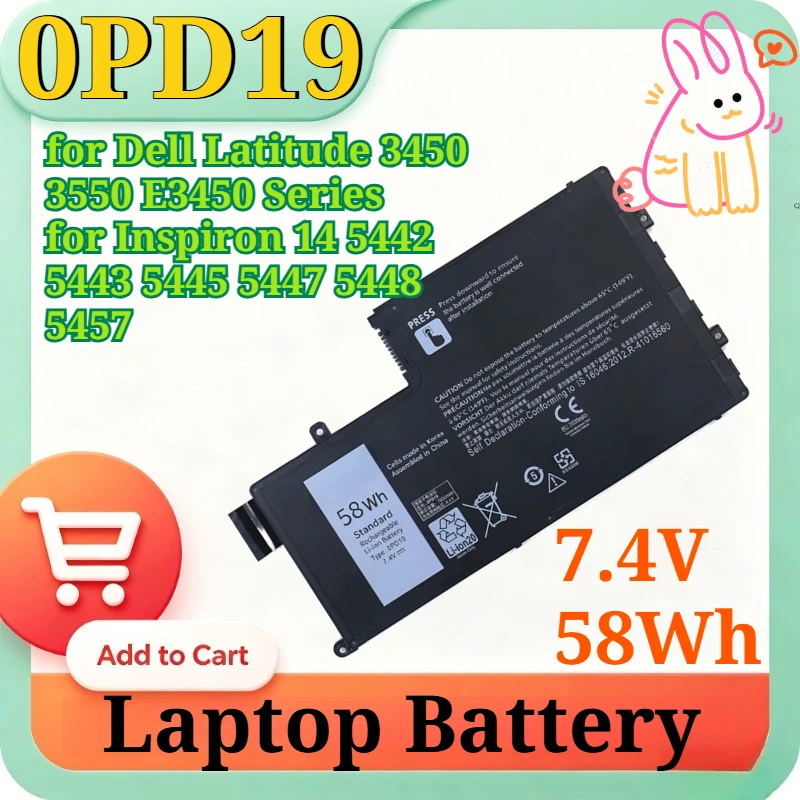 0PD19 7.4V 58Wh High Capacity Li-ion Replacement Laptop Battery for Dell Latitude 3450 3550 E3450 Series for Inspiron 14 5442