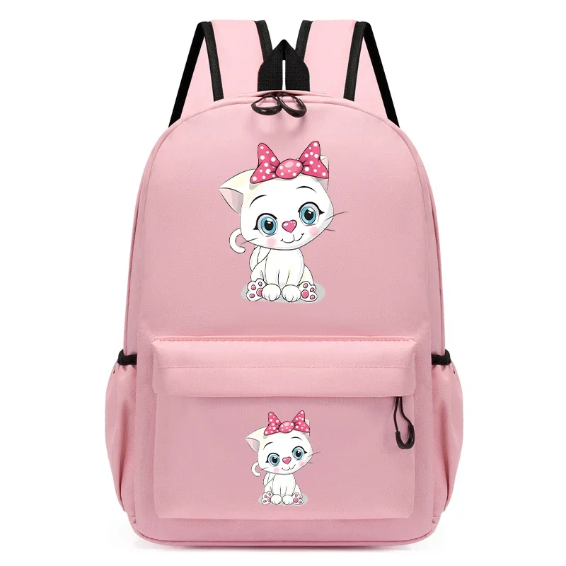 Sac à dos en toile pour enfants, cartable pour enfants, sac à dos pour enfants, cartable pour enfants, sac à dos de maternelle, chaton mignon, dessin animé chat