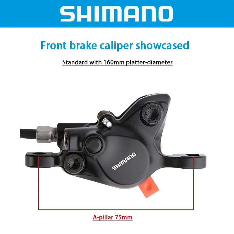 SHIMANO MT200 Öl-Scheibenbremsen-Set für MTB E-Bike, hydraulischer Hebel für vorne und hinten, Bremssattel-Set, 85cm/145cm Kabellänge, inklusive Bremsbeläge – Detail 4
