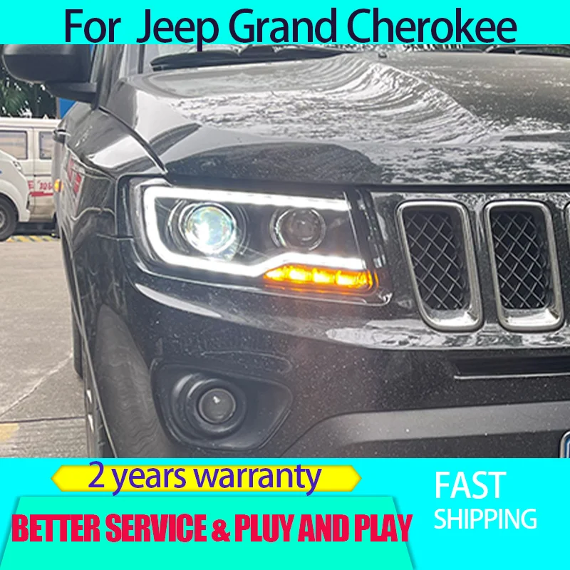 

Стайлинг автомобиля для Jeep Grand Cherokee, головка светильник 2011-2015, Grand Cherokee, фары ДХО, сигнал поворота, объектив проектора ближнего и дальнего света