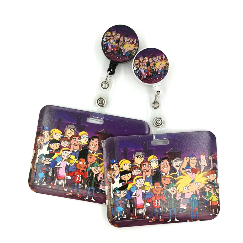 

Выдвижной держатель для бейджей с забавными персонажами мультфильмов, держатель для бейджей с зажимом, кольцо для ключей, карточка с именем...