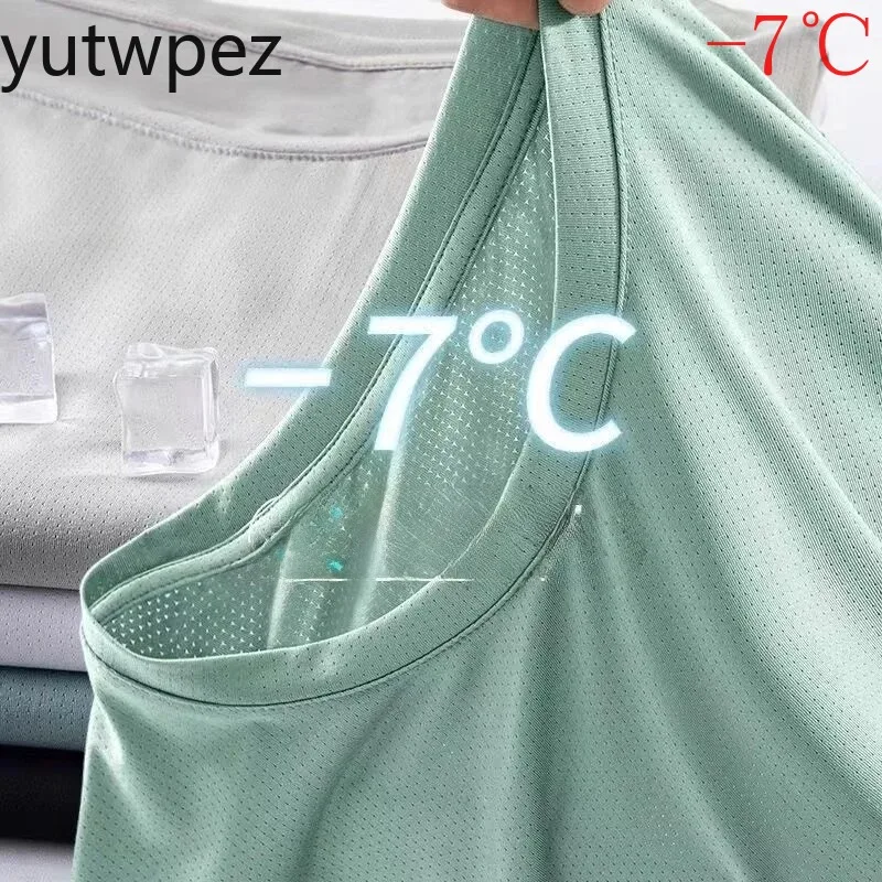 Image of Outdoor 5XL Sommer Eisseide Herren T-Shirt Kurzarm Rundhals Atmungsaktiv Dünn Sport Lauf Schnelltrocknend Weich Elastisch