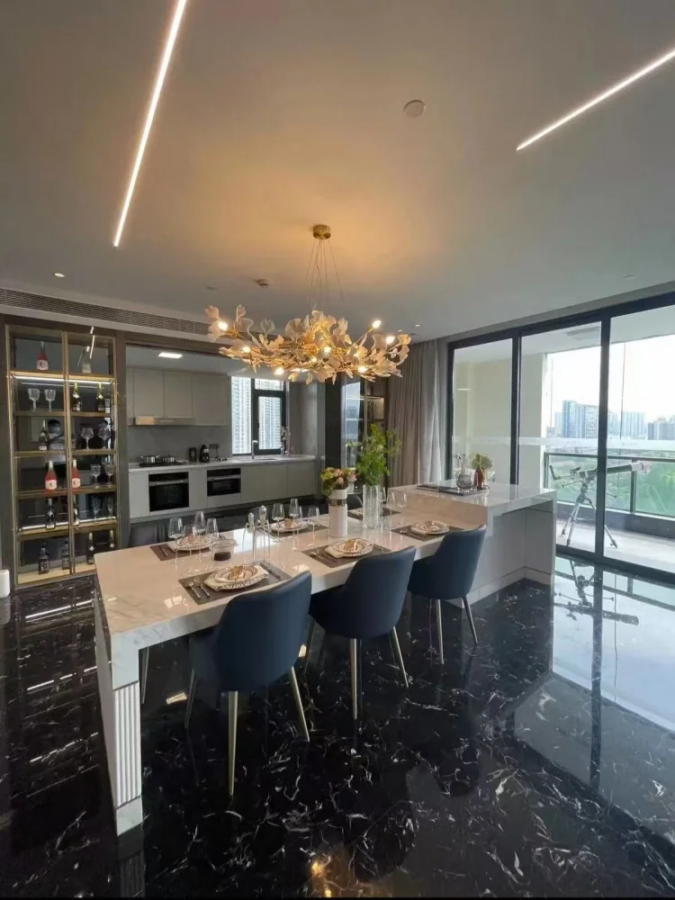 

Luxury Ceramic Ginkgo Leaf Chandelier Gold Branches Chandelier For Living Room Bedroom Hotel Decor Led Tree Leaves Hanging Lamp