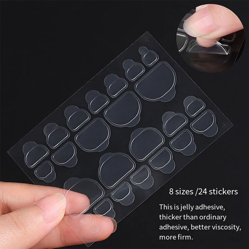 10 Sheets Waterproof Breathable Jelly Double Sided Nail Adhesives,Press on Nails Sticky Tabs Nail Glue Sticker