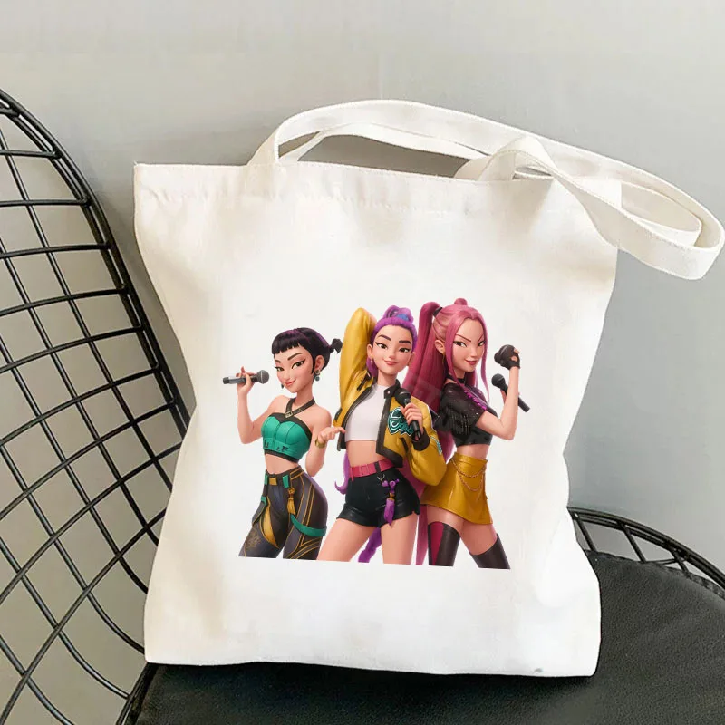 

K Pop Demon Hunters женская сумка на плечо модные холщовые сумки милые сумки-тоут сумки с кавайным принтом сумки для покупок подарки на день рождения