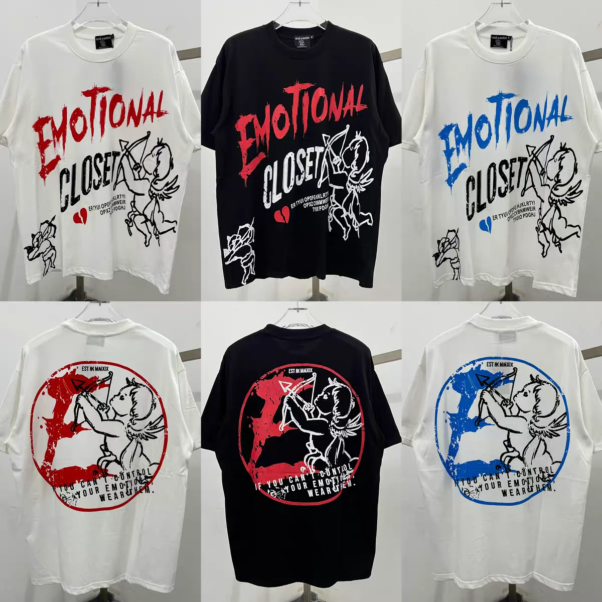 

New MIXED EMOTION T-shirt Men Women Clothes Angel Letter Print Top Tees