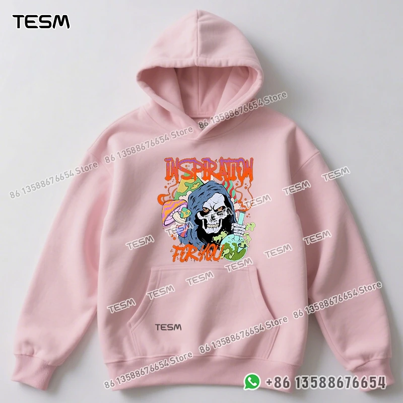 

TESM Men Women Hoodie Skull And Mushroom Pattern Trendy Sweatshirt Parent-child Sports Top Party Pullover Long - Sleeves