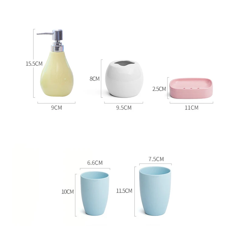 European Color Ceramic Bathroom Set Tooth Brushing Cup Lotion Bottle Soap Dish Bathroom Accessories Couple Mouthwash Cup Gifts