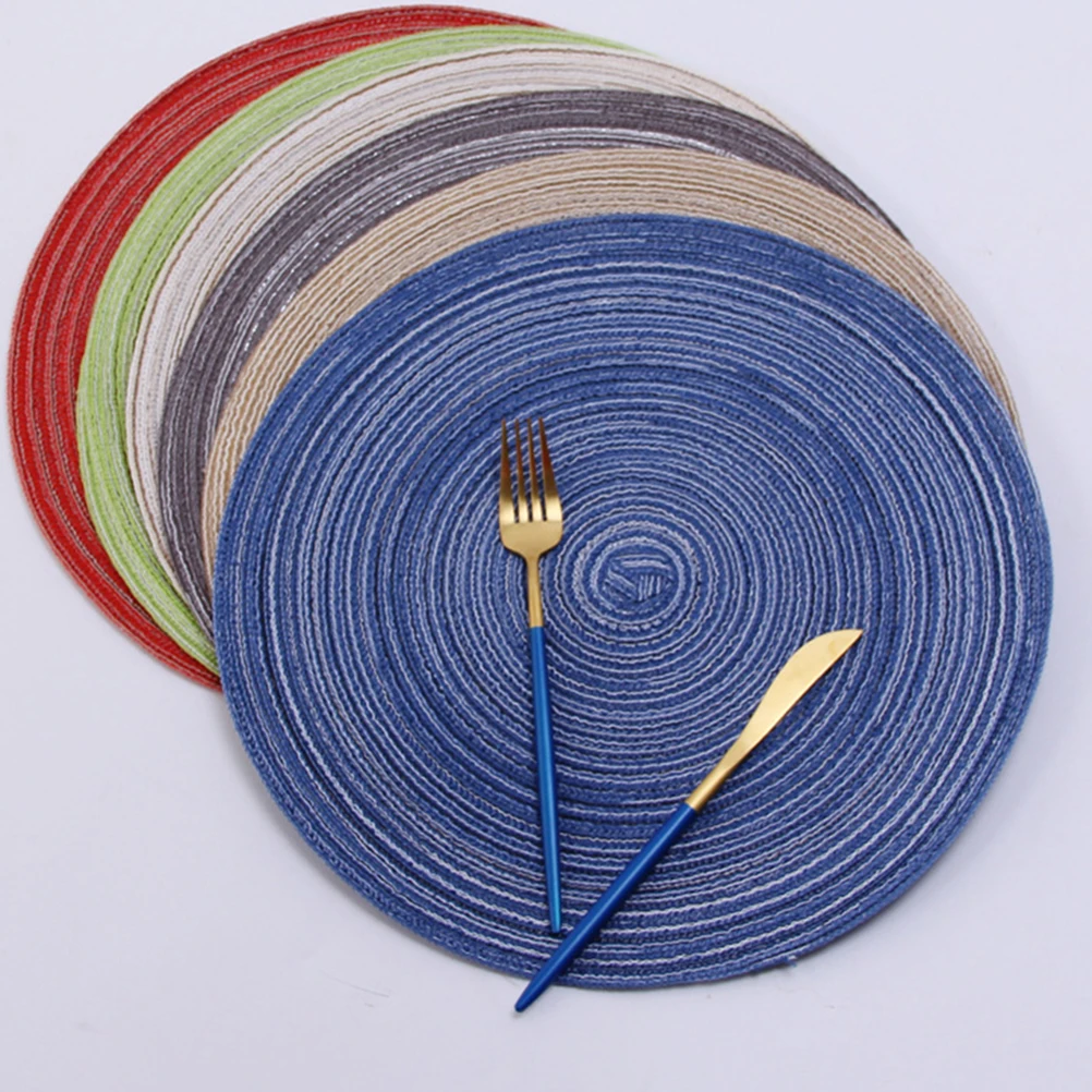 

6pcs Table Mats Heat Insulation Coasters Braided Placemats Round Pad Anti Slip High Temperature Home Cafe Restaurant