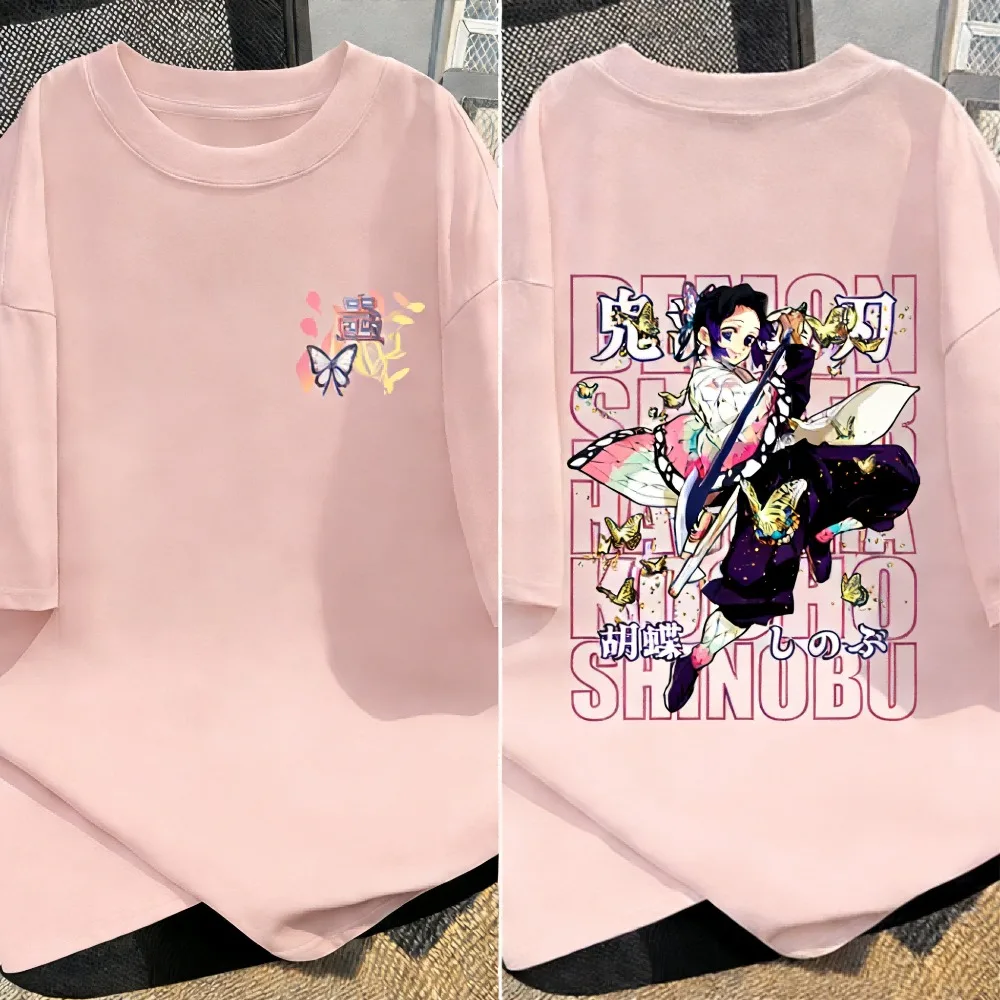 

Demon Slayer Anime Printed Men and Women Oversized Summer T-shirt Couple Street Fashion Casual Parent Child Top Harajuku Y2K