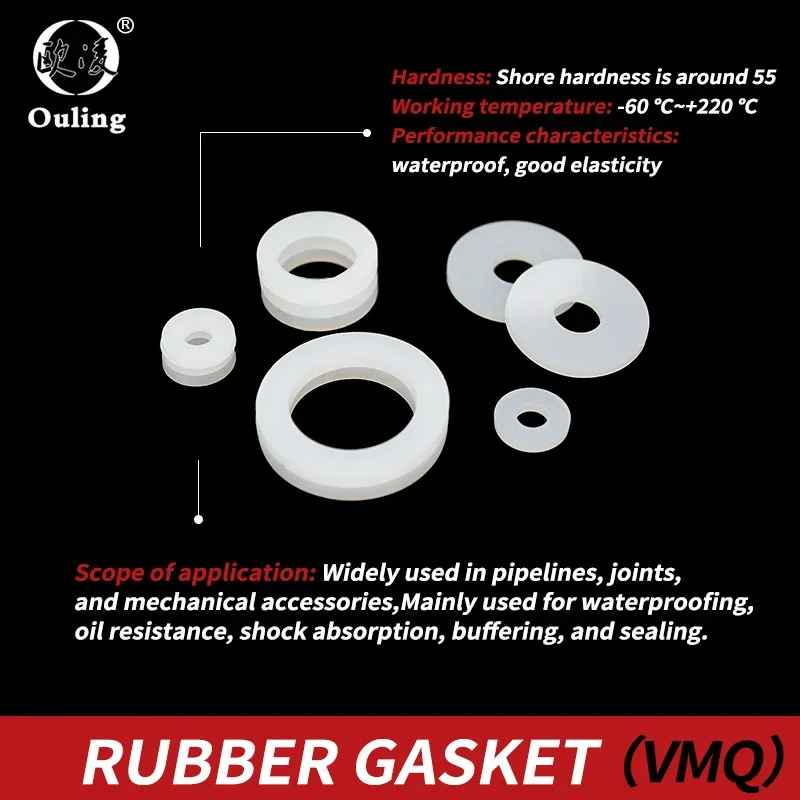 Silicone gasket screw sealing ring waterproof flat gasket high-temperature resistant o ring soft sealing gasket shock-absorbing