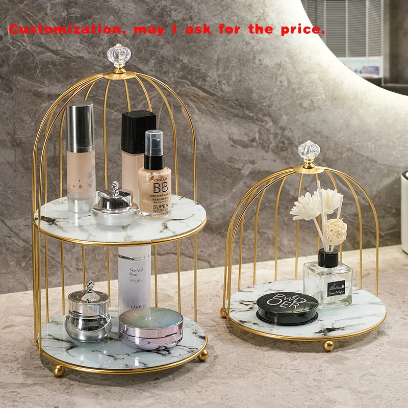 custom.Design Cages Cake Stand Shelves Display Desktop Stand Bathroom Makeup Organizer Bathroom Storage Rack Shelf