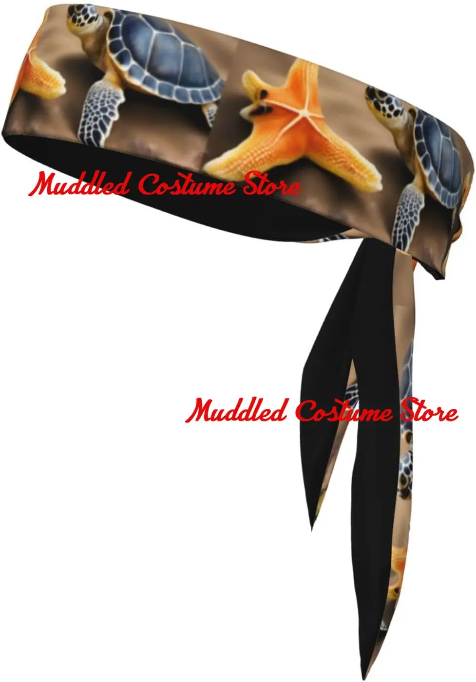 

Sports Head Tie Sea Turtle Starfish Printed Quick Drying Moisture Wicking Multifunctional Athletic Band for Women and Men