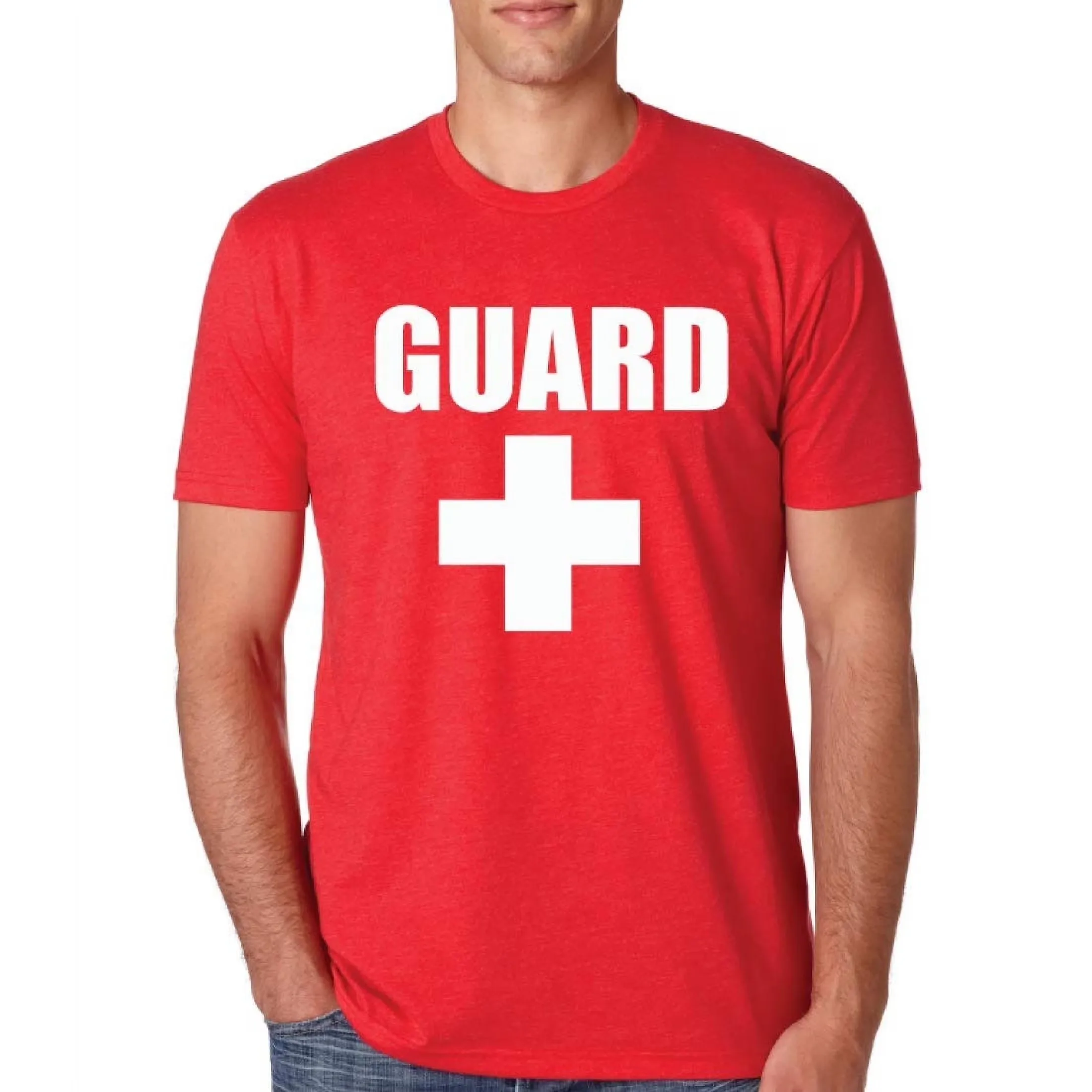 Guard T-Shirt Unisex Red Pool Ocean Lake Uniform Clothing (L)