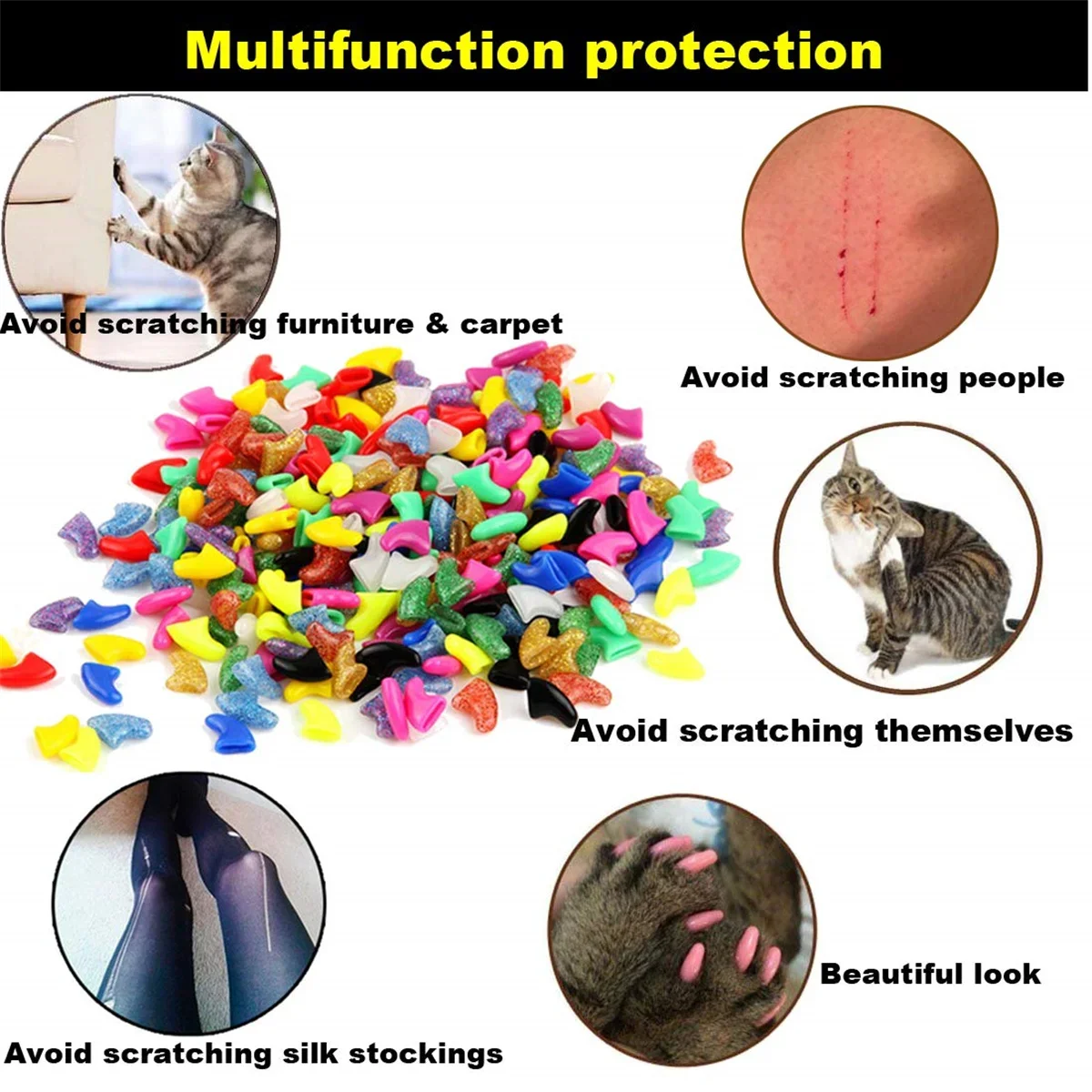 20 قطعة من أغطية أظافر القط مع أداة توزيع الغراء أغطية مخلب راتينج الفينيل الناعم لحماية الأثاث ومنع الخدش #4