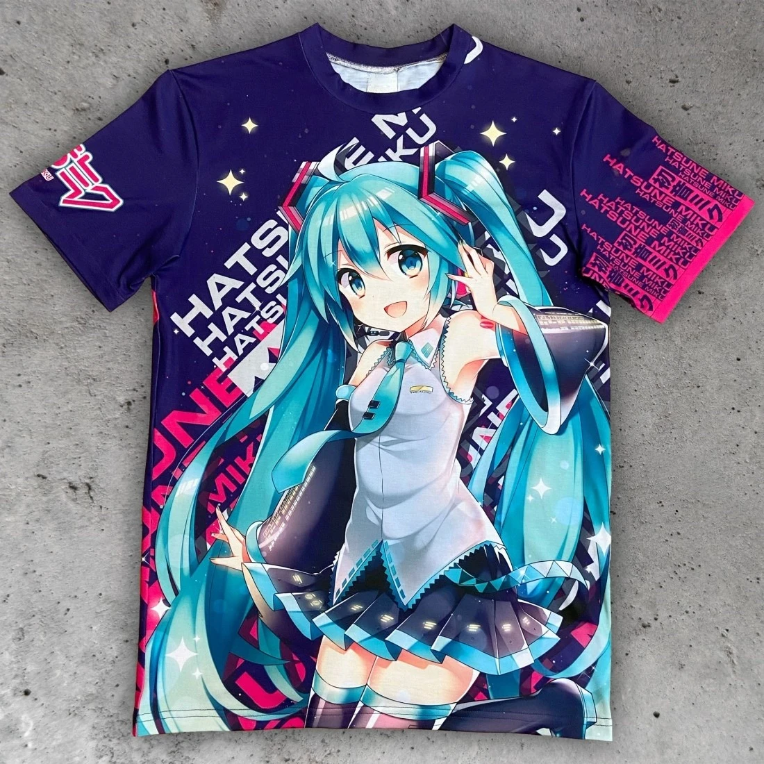 2026/2027 New Y2K Hatsune Miku's Popular Cartoon T-shirt Children's Men and Women's Breathable Sports Parent-child Clothes Y2K